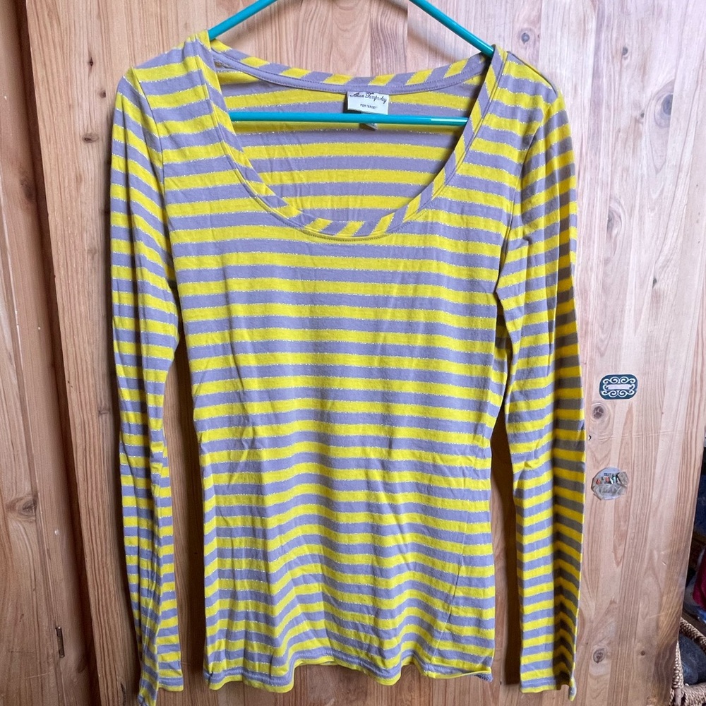 ALICE TEMPERLEY for Target Yellow & Gray Stripe Lurex L/S Top Shirt New M